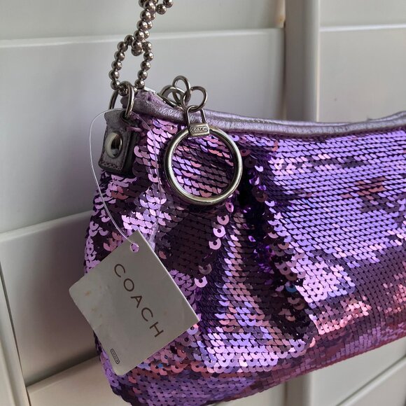 Lilac Coach Poppy Sequin Chain Limited Edition Demi Bag NWT - Picture 4 of 8